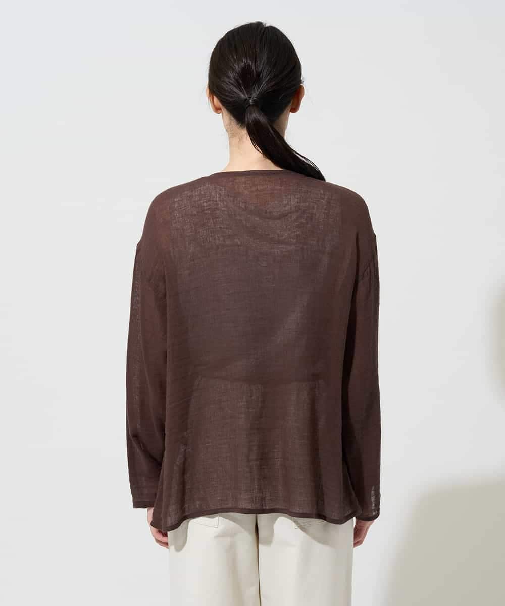 NHBGE54270 GIANNI LO GIUDICE(小さいサイズ)(メゾン ドゥ サンク) リネンからみ織りブラウス ブラウン