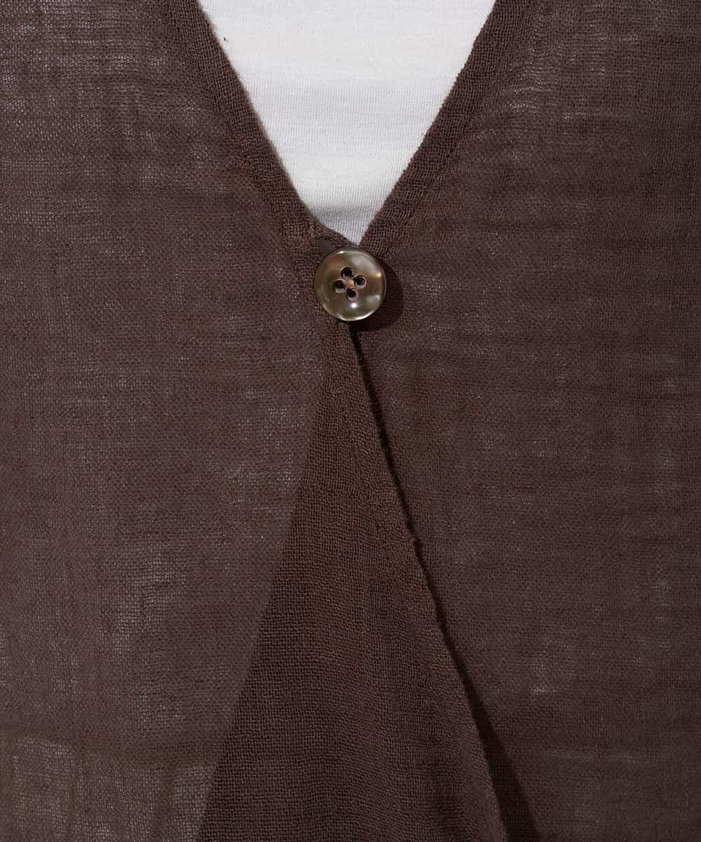 NHBGE54270 GIANNI LO GIUDICE(小さいサイズ)(メゾン ドゥ サンク) リネンからみ織りブラウス ブラウン