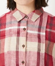 NHBGE56360 GIANNI LO GIUDICE(小さいサイズ)(メゾン ドゥ サンク) [日本製]先染めチェックブラウス グリーン