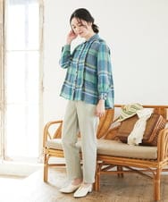 NHBGE56360 GIANNI LO GIUDICE(小さいサイズ)(メゾン ドゥ サンク) [日本製]先染めチェックブラウス グリーン