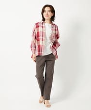 NHBGE56360 GIANNI LO GIUDICE(小さいサイズ)(メゾン ドゥ サンク) [日本製]先染めチェックブラウス グリーン