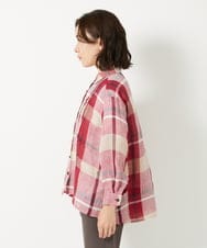 NHBGE56360 GIANNI LO GIUDICE(小さいサイズ)(メゾン ドゥ サンク) [日本製]先染めチェックブラウス グリーン