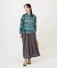 NHBGE56360 GIANNI LO GIUDICE(小さいサイズ)(メゾン ドゥ サンク) [日本製]先染めチェックブラウス グリーン