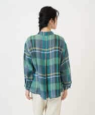 NHBGE56360 GIANNI LO GIUDICE(小さいサイズ)(メゾン ドゥ サンク) [日本製]先染めチェックブラウス グリーン