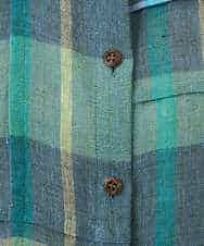 NHBGE56360 GIANNI LO GIUDICE(小さいサイズ)(メゾン ドゥ サンク) [日本製]先染めチェックブラウス グリーン