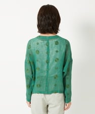 NHBGE57290 GIANNI LO GIUDICE(小さいサイズ)(メゾン ドゥ サンク) カラミ織りドット刺繍ドルマンブラウス グリーン