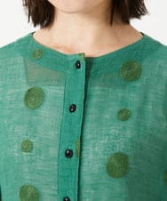 NHBGE57290 GIANNI LO GIUDICE(小さいサイズ)(メゾン ドゥ サンク) カラミ織りドット刺繍ドルマンブラウス グリーン