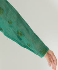 NHBGE57290 GIANNI LO GIUDICE(小さいサイズ)(メゾン ドゥ サンク) カラミ織りドット刺繍ドルマンブラウス グリーン