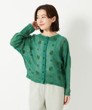 NHBGE57290 GIANNI LO GIUDICE(小さいサイズ)(メゾン ドゥ サンク) カラミ織りドット刺繍ドルマンブラウス グリーン