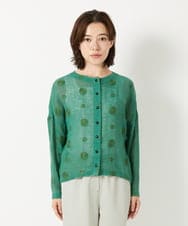 NHBGE57290 GIANNI LO GIUDICE(小さいサイズ)(メゾン ドゥ サンク) カラミ織りドット刺繍ドルマンブラウス グリーン