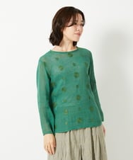 NHBGE58270 GIANNI LO GIUDICE(小さいサイズ)(メゾン ドゥ サンク) カラミ織りドット刺繍プルオーバーブラウス レッド
