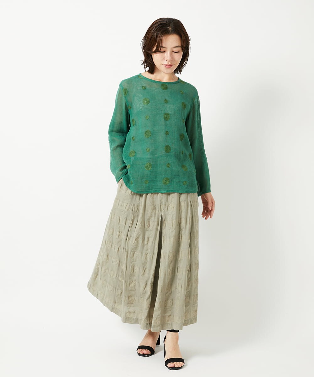 NHBGE58270 GIANNI LO GIUDICE(小さいサイズ)(メゾン ドゥ サンク) カラミ織りドット刺繍プルオーバーブラウス レッド