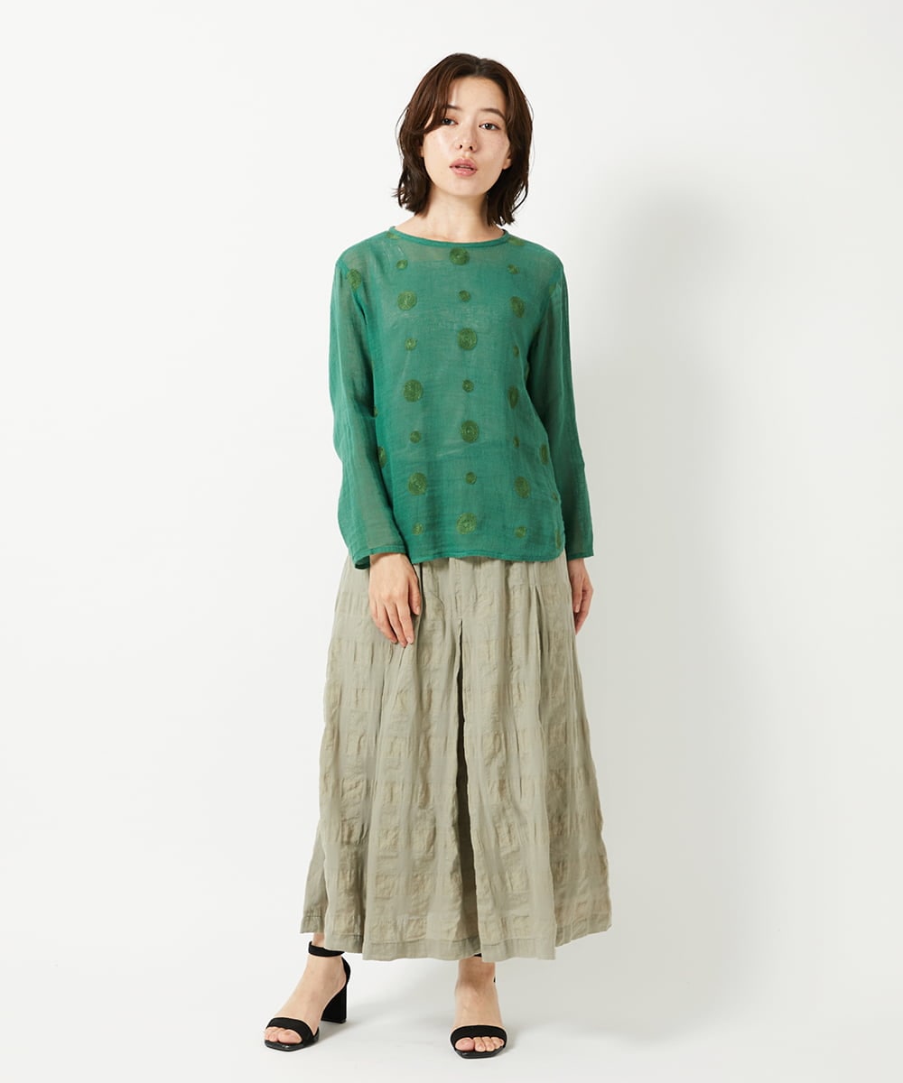 NHBGE58270 GIANNI LO GIUDICE(小さいサイズ)(メゾン ドゥ サンク) カラミ織りドット刺繍プルオーバーブラウス レッド