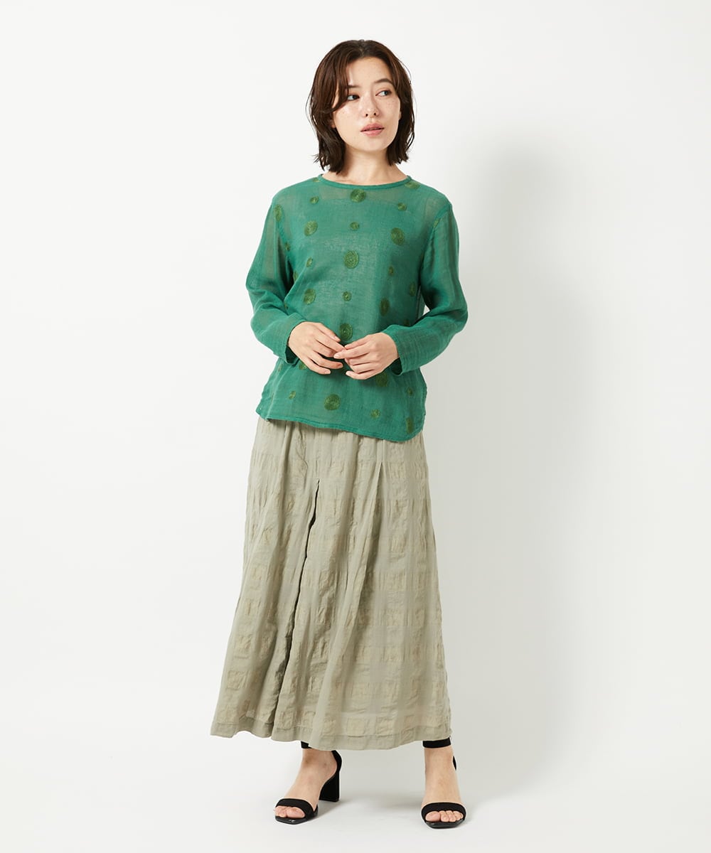 NHBGE58270 GIANNI LO GIUDICE(小さいサイズ)(メゾン ドゥ サンク) カラミ織りドット刺繍プルオーバーブラウス レッド