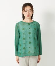 NHBGE58270 GIANNI LO GIUDICE(小さいサイズ)(メゾン ドゥ サンク) カラミ織りドット刺繍プルオーバーブラウス レッド