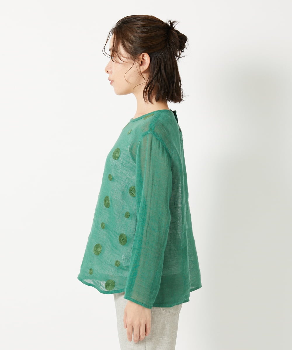 NHBGE58270 GIANNI LO GIUDICE(小さいサイズ)(メゾン ドゥ サンク) カラミ織りドット刺繍プルオーバーブラウス レッド
