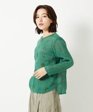 NHBGE58270 GIANNI LO GIUDICE(小さいサイズ)(メゾン ドゥ サンク) カラミ織りドット刺繍プルオーバーブラウス グリーン
