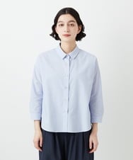 NHBGF21230 GIANNI LO GIUDICE(小さいサイズ)(メゾン ドゥ サンク) [日本製]コットンシャーリングストライプブラウス ブルー