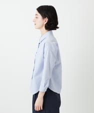 NHBGF21230 GIANNI LO GIUDICE(小さいサイズ)(メゾン ドゥ サンク) [日本製]コットンシャーリングストライプブラウス ブルー