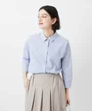 NHBGF21230 GIANNI LO GIUDICE(小さいサイズ)(メゾン ドゥ サンク) [日本製]コットンシャーリングストライプブラウス ブルー