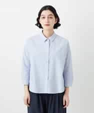 NHBGF21230 GIANNI LO GIUDICE(小さいサイズ)(メゾン ドゥ サンク) [日本製]コットンシャーリングストライプブラウス ブルー