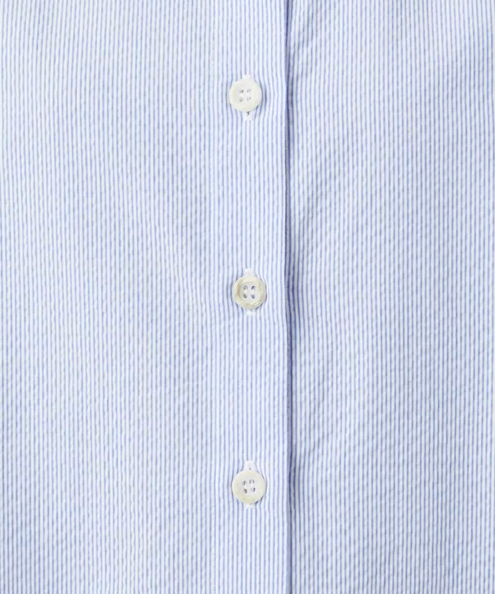 NHBGF21230 GIANNI LO GIUDICE(小さいサイズ)(メゾン ドゥ サンク) [日本製]コットンシャーリングストライプブラウス ブルー