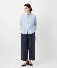 NHBGF21230 GIANNI LO GIUDICE(小さいサイズ)(メゾン ドゥ サンク) [日本製]コットンシャーリングストライプブラウス ブルー