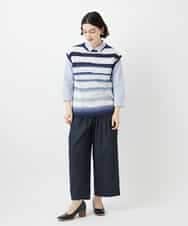 NHBGF21230 GIANNI LO GIUDICE(小さいサイズ)(メゾン ドゥ サンク) [日本製]コットンシャーリングストライプブラウス ブルー