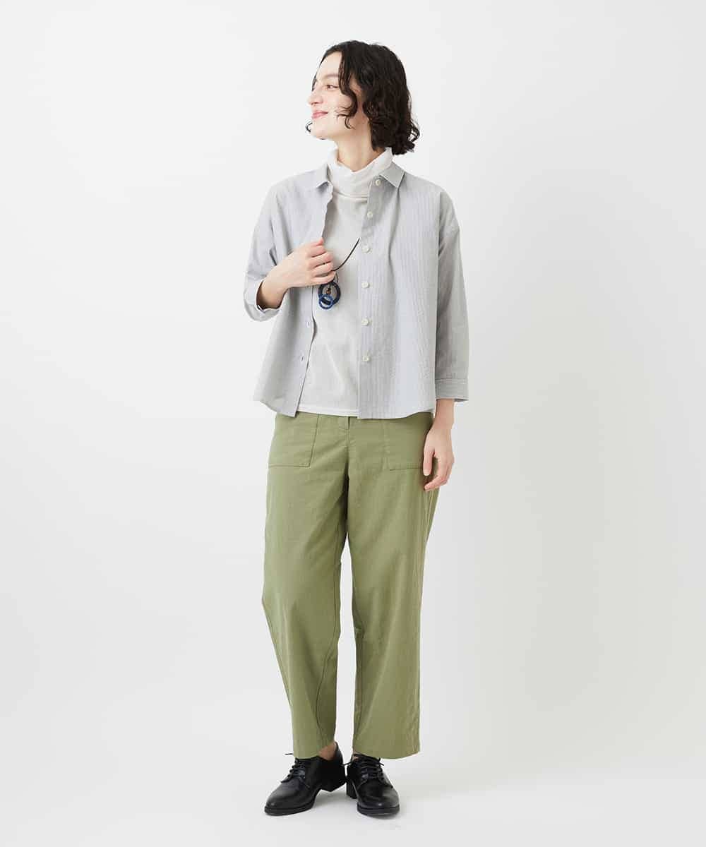 NHBGF21230 GIANNI LO GIUDICE(小さいサイズ)(メゾン ドゥ サンク) [日本製]コットンシャーリングストライプブラウス ブルー