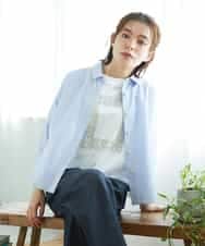 NHBGF21230 GIANNI LO GIUDICE(小さいサイズ)(メゾン ドゥ サンク) [日本製]コットンシャーリングストライプブラウス ブルー