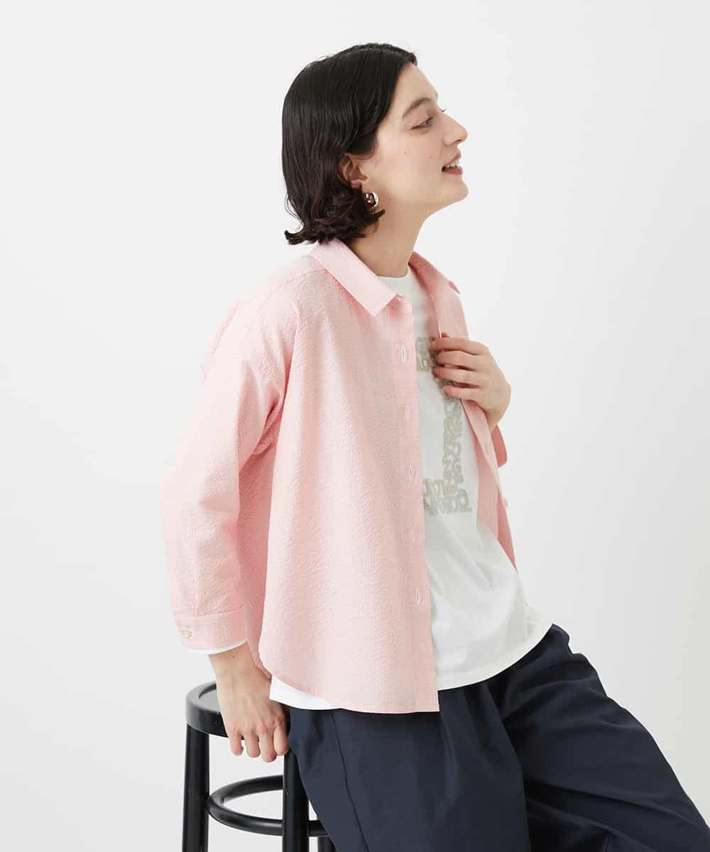 NHBGF21230 GIANNI LO GIUDICE(小さいサイズ)(メゾン ドゥ サンク) [日本製]コットンシャーリングストライプブラウス ブルー