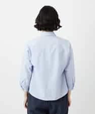 NHBGF21230 GIANNI LO GIUDICE(小さいサイズ)(メゾン ドゥ サンク) [日本製]コットンシャーリングストライプブラウス ブルー