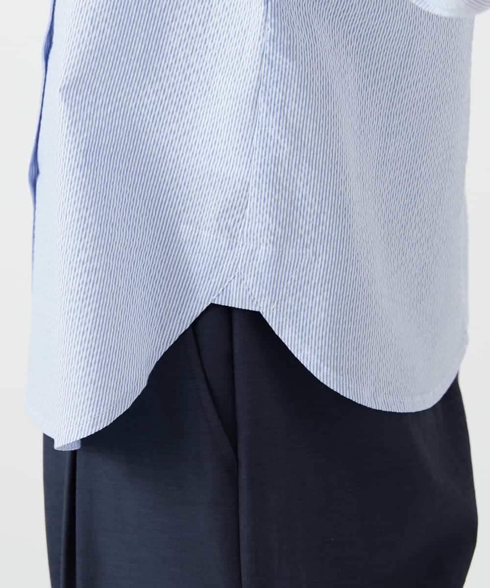 NHBGF21230 GIANNI LO GIUDICE(小さいサイズ)(メゾン ドゥ サンク) [日本製]コットンシャーリングストライプブラウス ブルー