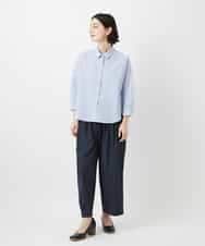 NHBGF21230 GIANNI LO GIUDICE(小さいサイズ)(メゾン ドゥ サンク) [日本製]コットンシャーリングストライプブラウス ブルー