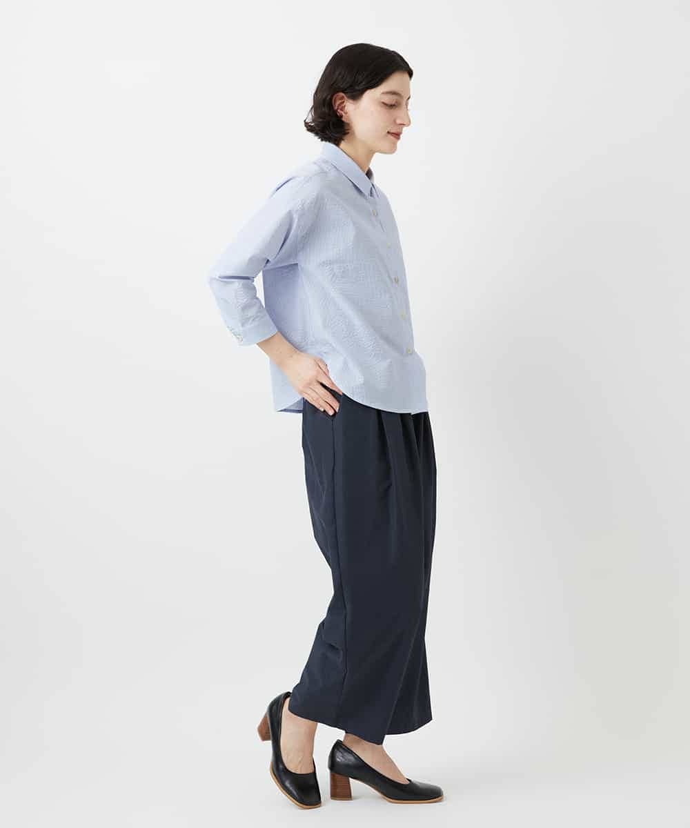 NHBGF21230 GIANNI LO GIUDICE(小さいサイズ)(メゾン ドゥ サンク) [日本製]コットンシャーリングストライプブラウス ブルー