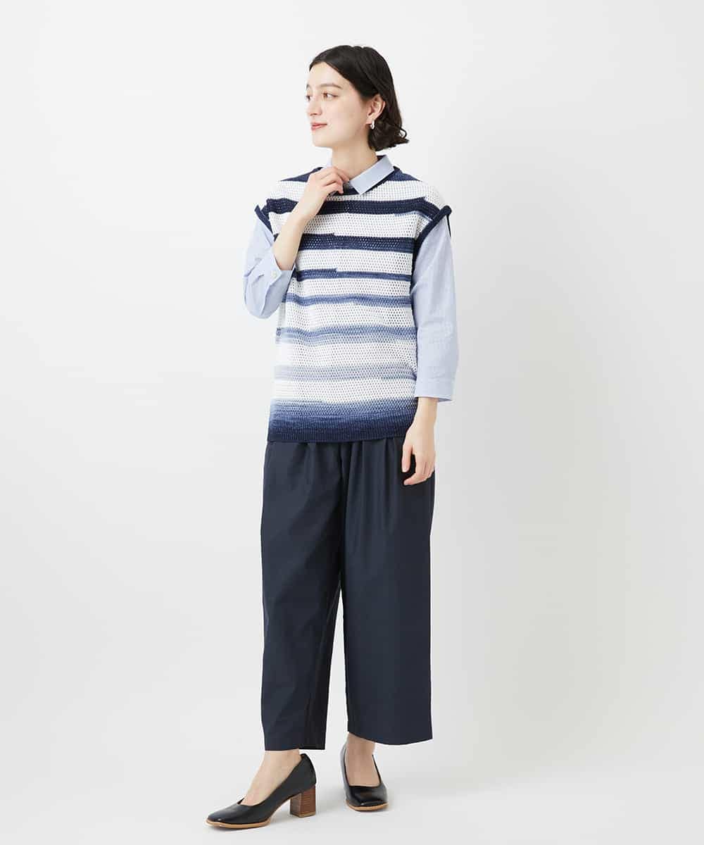 NHBGF21230 GIANNI LO GIUDICE(小さいサイズ)(メゾン ドゥ サンク) [日本製]コットンシャーリングストライプブラウス ブルー