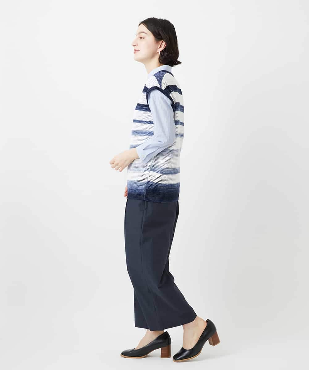 NHBGF21230 GIANNI LO GIUDICE(小さいサイズ)(メゾン ドゥ サンク) [日本製]コットンシャーリングストライプブラウス ブルー