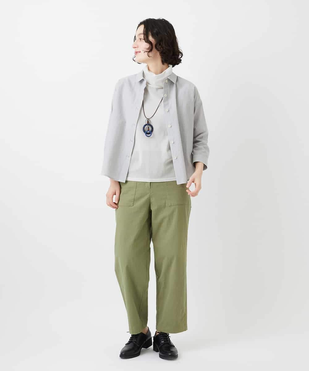 NHBGF21230 GIANNI LO GIUDICE(小さいサイズ)(メゾン ドゥ サンク) [日本製]コットンシャーリングストライプブラウス ブルー