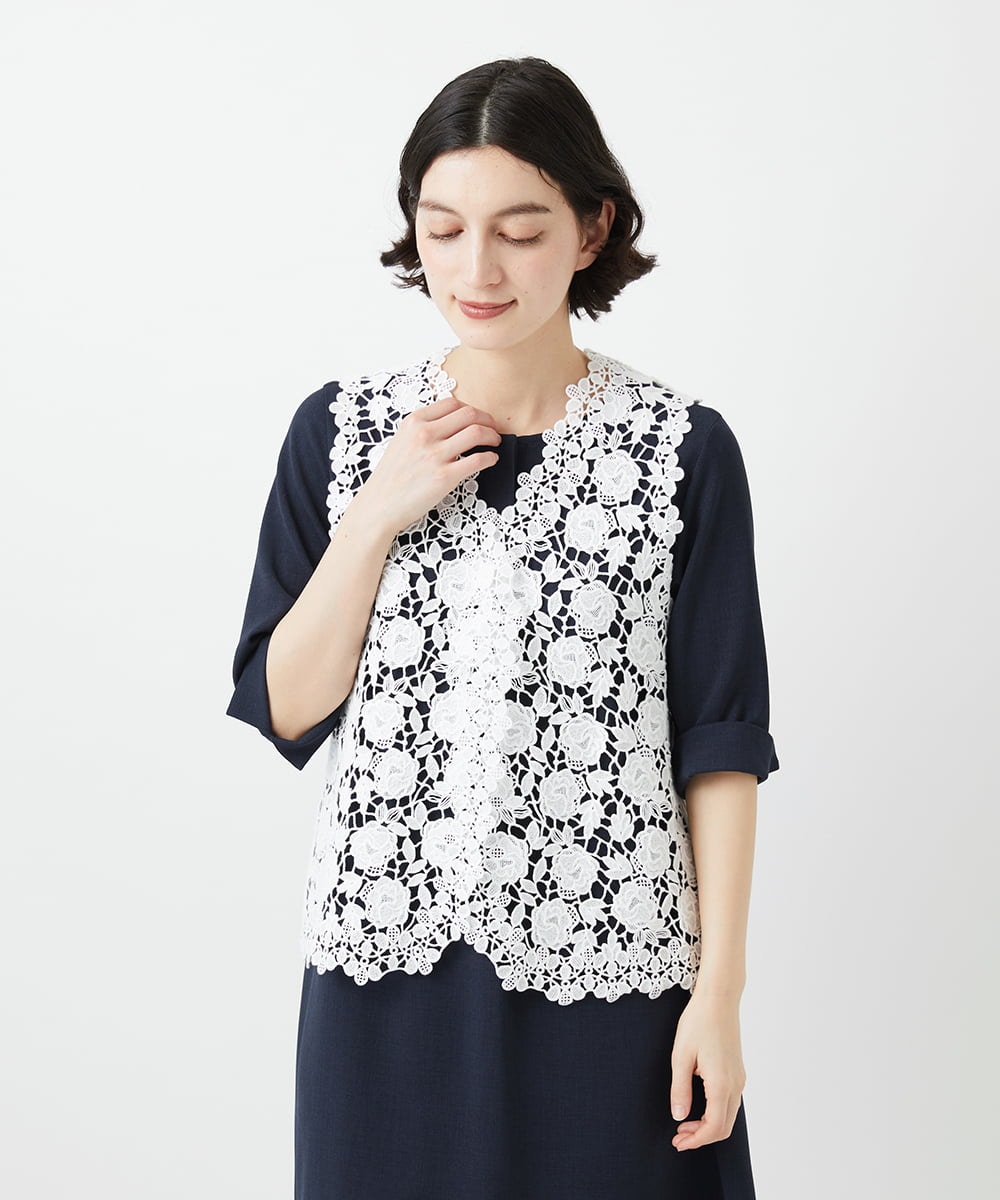 NHBGF81220 GIANNI LO GIUDICE(小さいサイズ)(メゾン ドゥ サンク) ケミカルレースジレ ブラウン