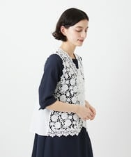 NHBGF81220 GIANNI LO GIUDICE(小さいサイズ)(メゾン ドゥ サンク) ケミカルレースジレ ブラウン