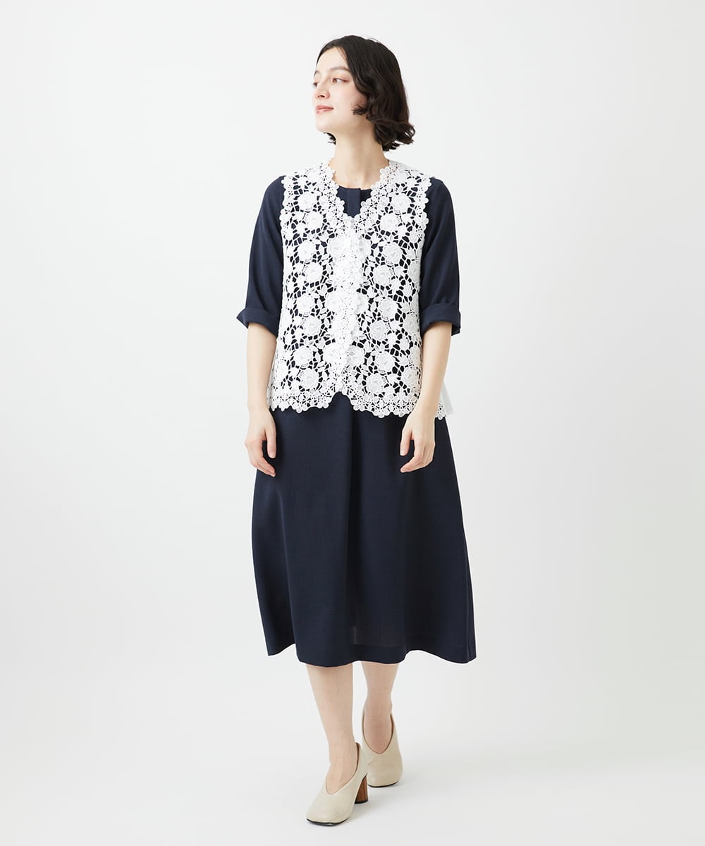 NHBGF81220 GIANNI LO GIUDICE(小さいサイズ)(メゾン ドゥ サンク) ケミカルレースジレ ブラウン