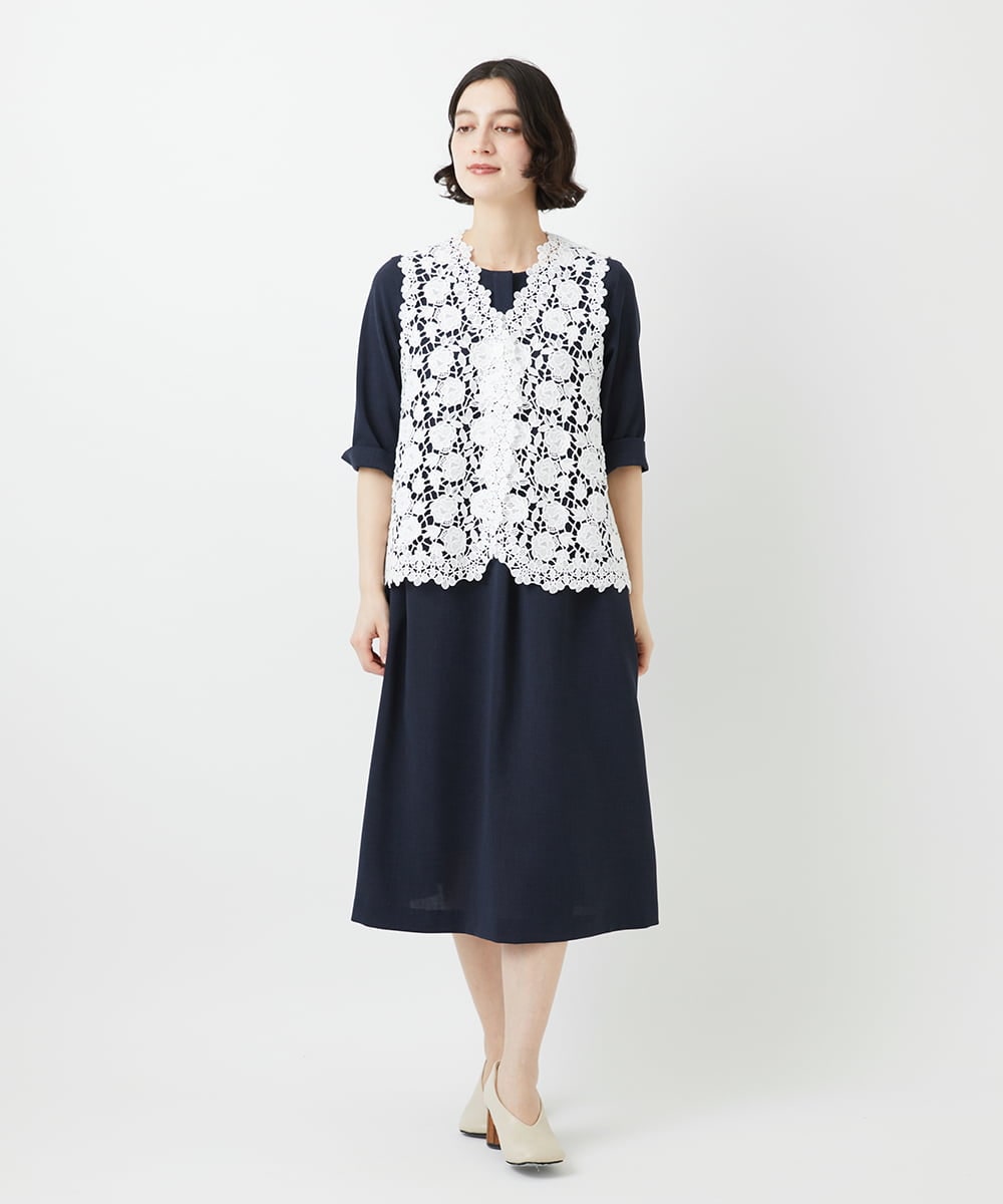 NHBGF81220 GIANNI LO GIUDICE(小さいサイズ)(メゾン ドゥ サンク) ケミカルレースジレ ブラウン