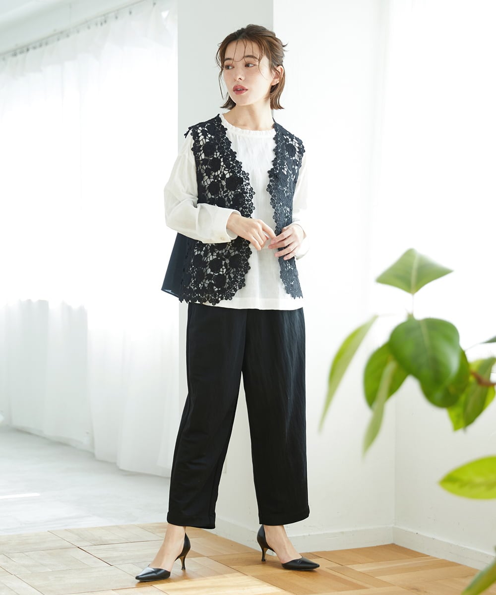 NHBGF81220 GIANNI LO GIUDICE(小さいサイズ)(メゾン ドゥ サンク) ケミカルレースジレ ブラウン