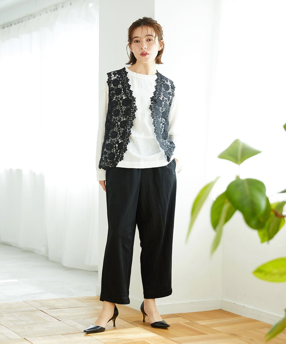 NHBGF81220 GIANNI LO GIUDICE(小さいサイズ)(メゾン ドゥ サンク) ケミカルレースジレ ブラウン