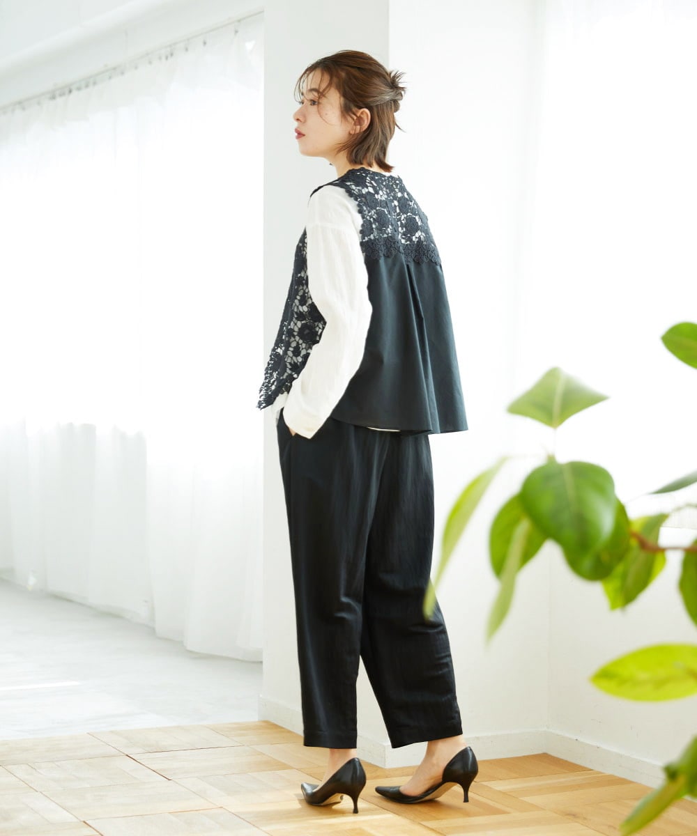 NHBGF81220 GIANNI LO GIUDICE(小さいサイズ)(メゾン ドゥ サンク) ケミカルレースジレ ブラウン