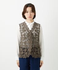 NHBGF81220 GIANNI LO GIUDICE(小さいサイズ)(メゾン ドゥ サンク) ケミカルレースジレ ブラウン