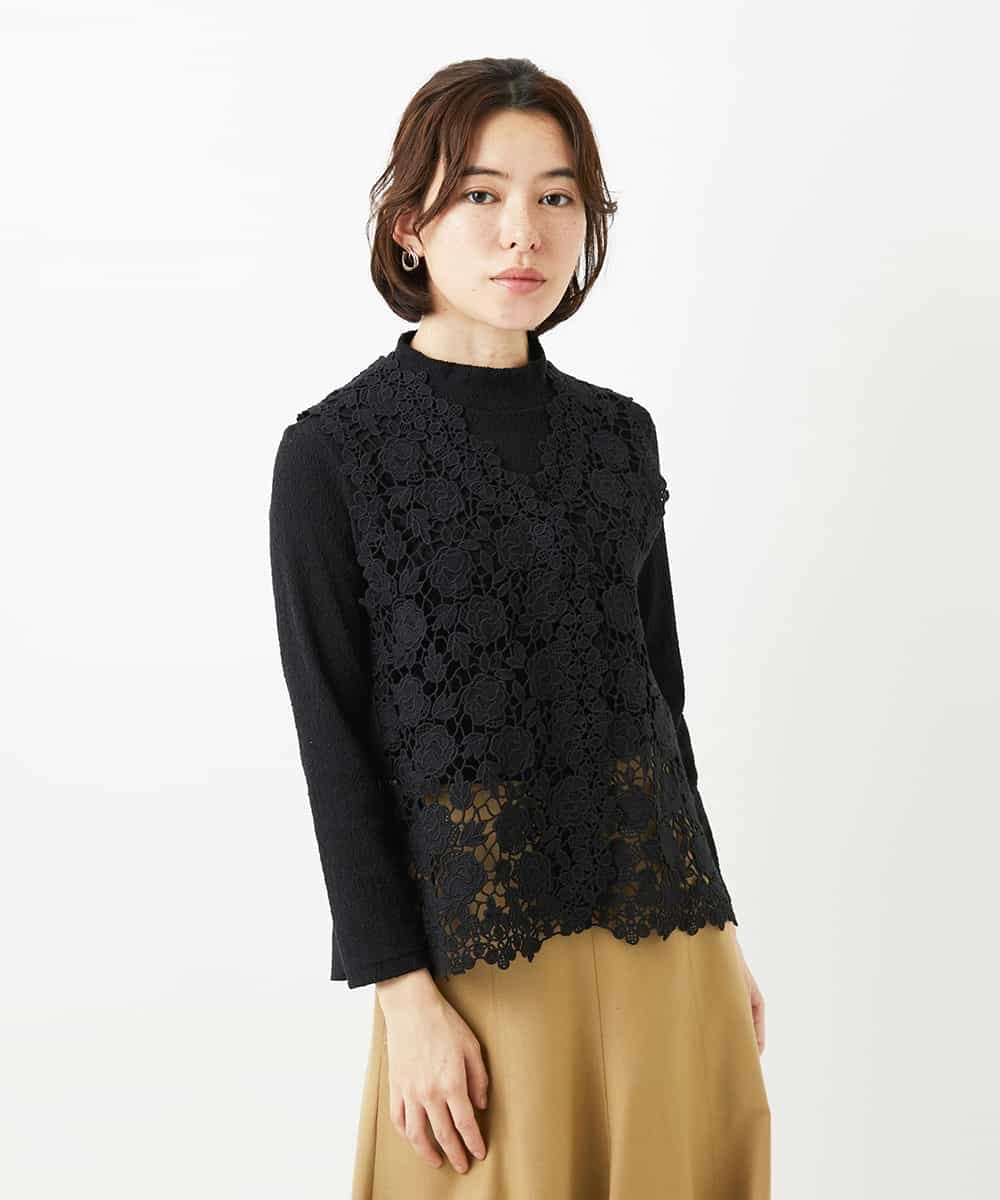 NHBGF81220 GIANNI LO GIUDICE(小さいサイズ)(メゾン ドゥ サンク) ケミカルレースジレ ブラウン