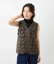 NHBGF81220 GIANNI LO GIUDICE(小さいサイズ)(メゾン ドゥ サンク) ケミカルレースジレ ブラウン