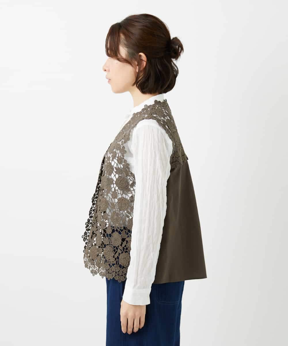 NHBGF81220 GIANNI LO GIUDICE(小さいサイズ)(メゾン ドゥ サンク) ケミカルレースジレ ブラウン