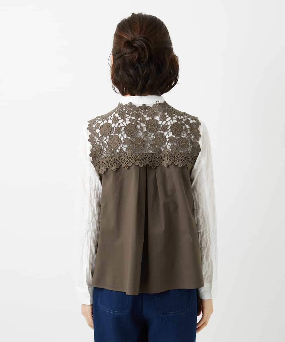 NHBGF81220 GIANNI LO GIUDICE(小さいサイズ)(メゾン ドゥ サンク) ケミカルレースジレ ブラウン